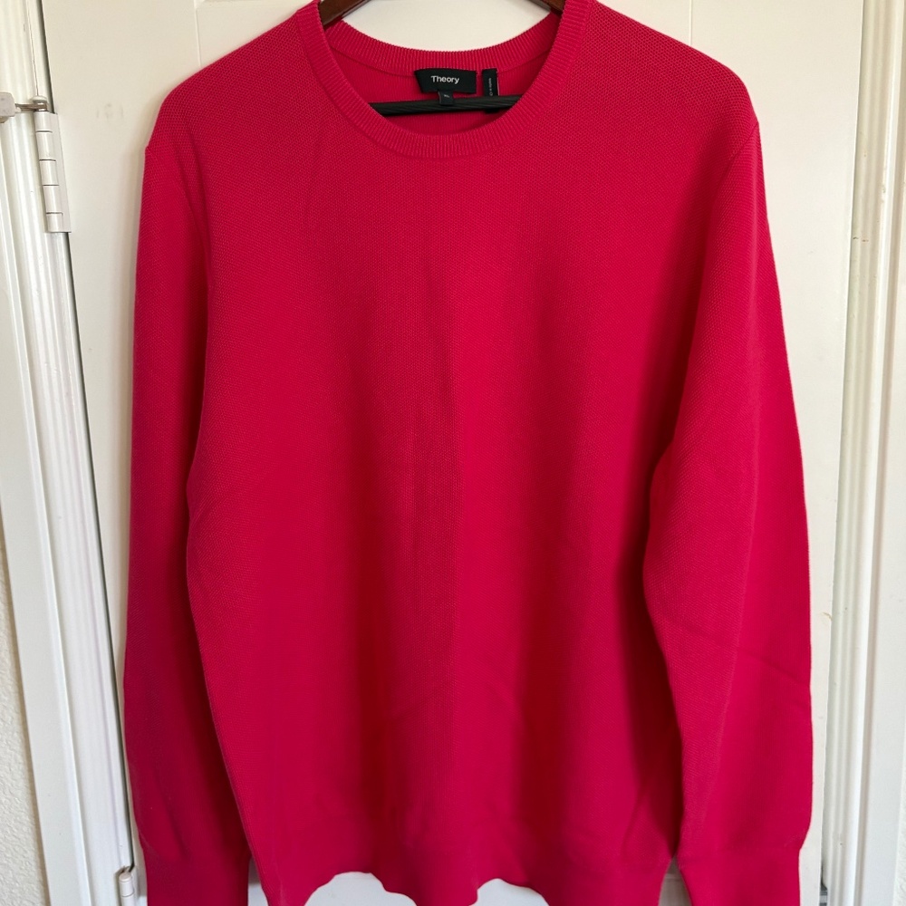 Theory Riland Pique Pink Sweater - LIKE NEW - XL